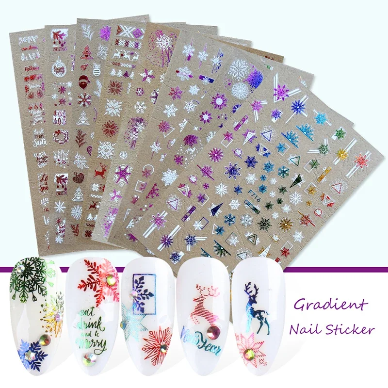 Nail Art Xmas Design - Stiker kuku Natal dekorasi manikur desain