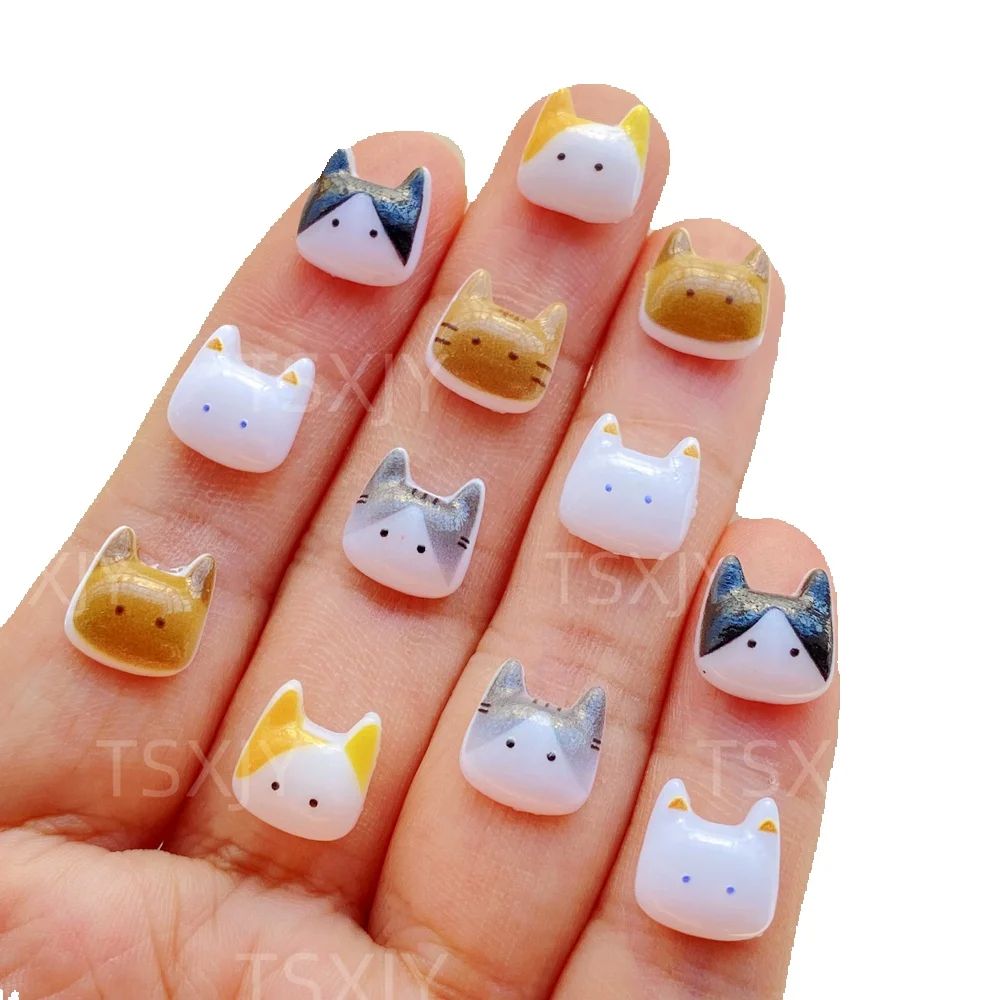 Nail Art Xmas - 50pcs Figurine Hewan Kucing Kartun Mini