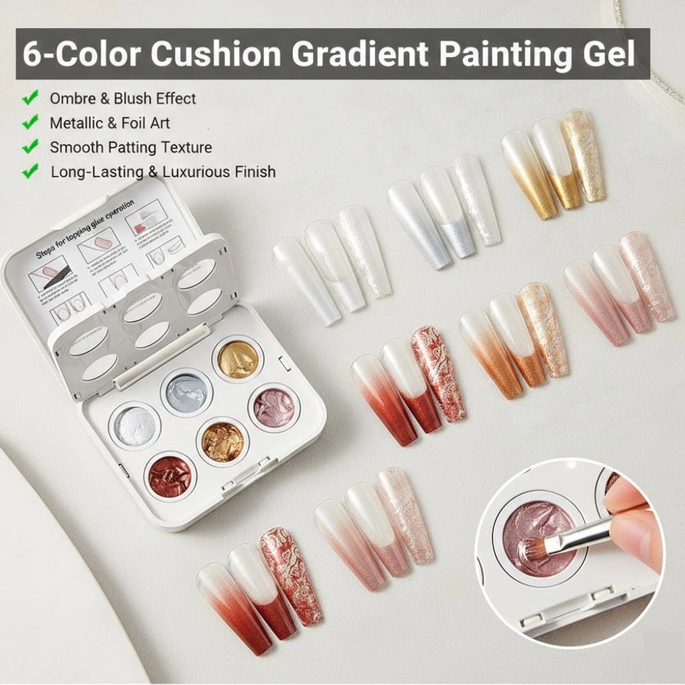 Nail Art Ombre Pink - 6 Warna Ombre Nail Gradient Gel