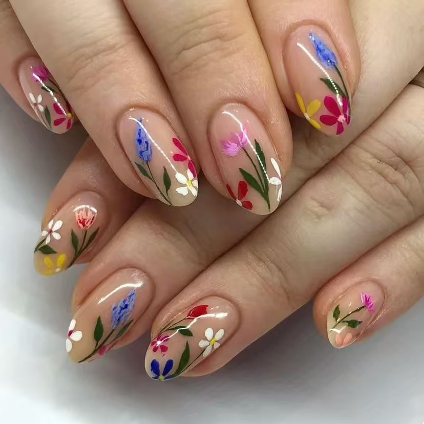 Nail Art Aesthetic - 24 Buah Ujung Kuku Almond Sederhana