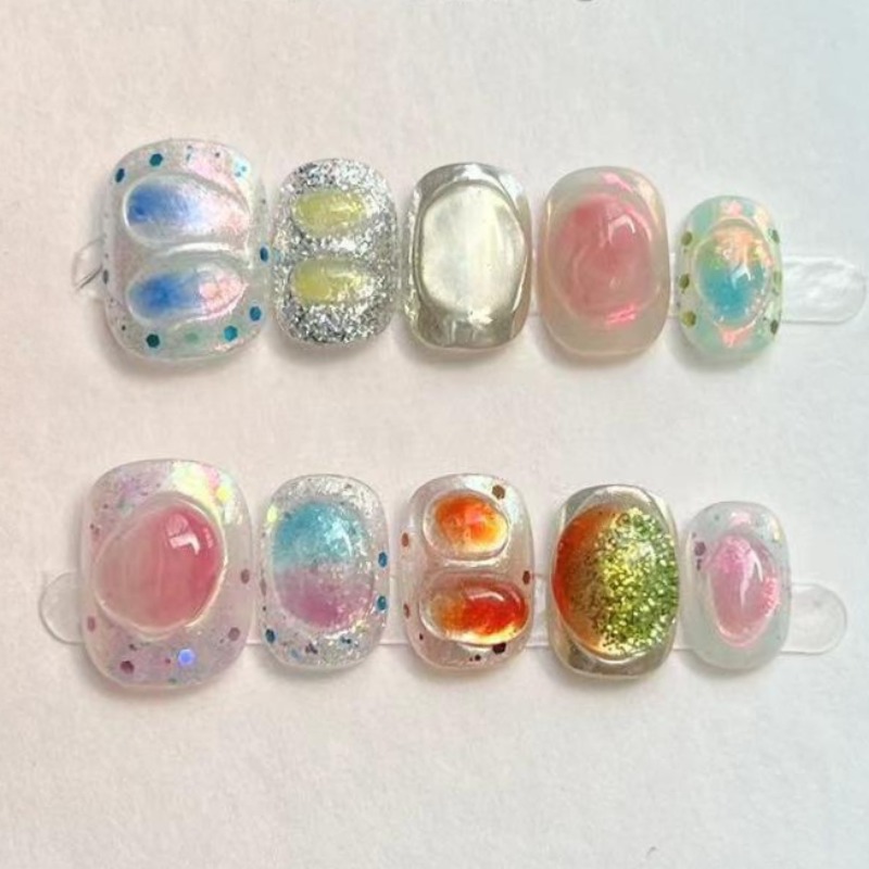 Nail Art Aesthetic - 10 Buah Kuku Palsu Buatan Tangan