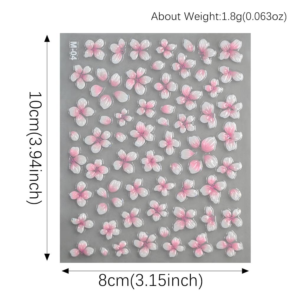 Nail Art Ombre Pink - 1Pc Stiker Kuku 3D Desain Ombre