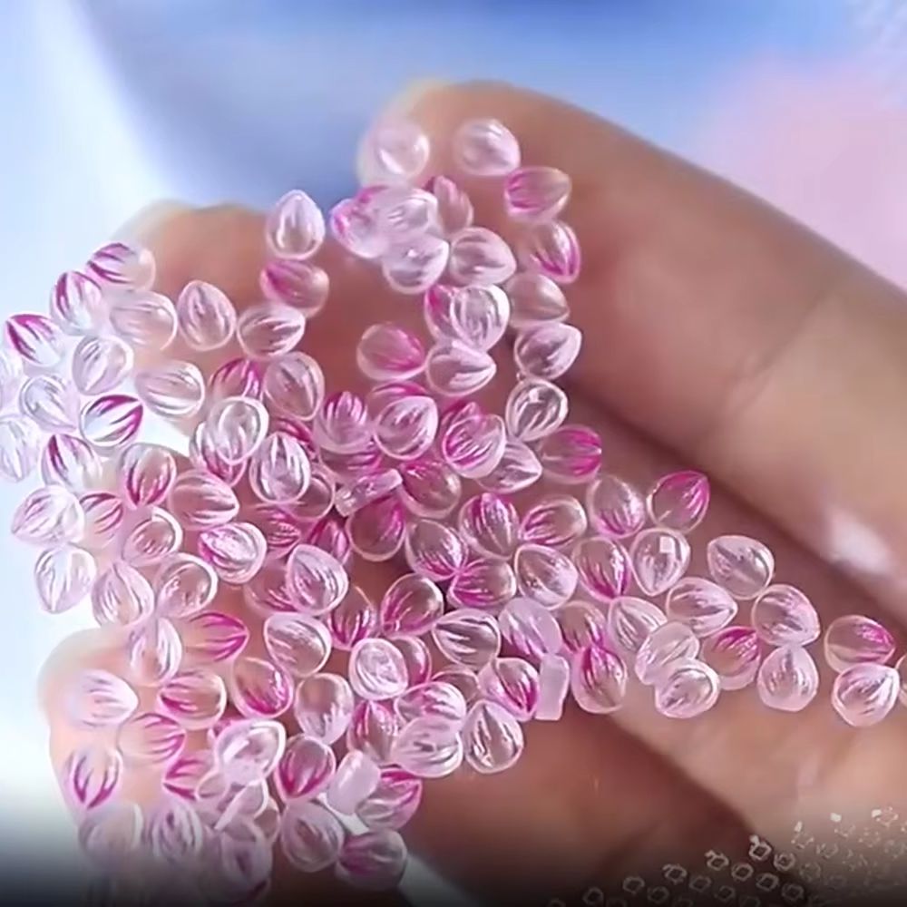Nail Art Ombre Pink - 100Pcs Hiasan Kuku Resin Bunga Pink