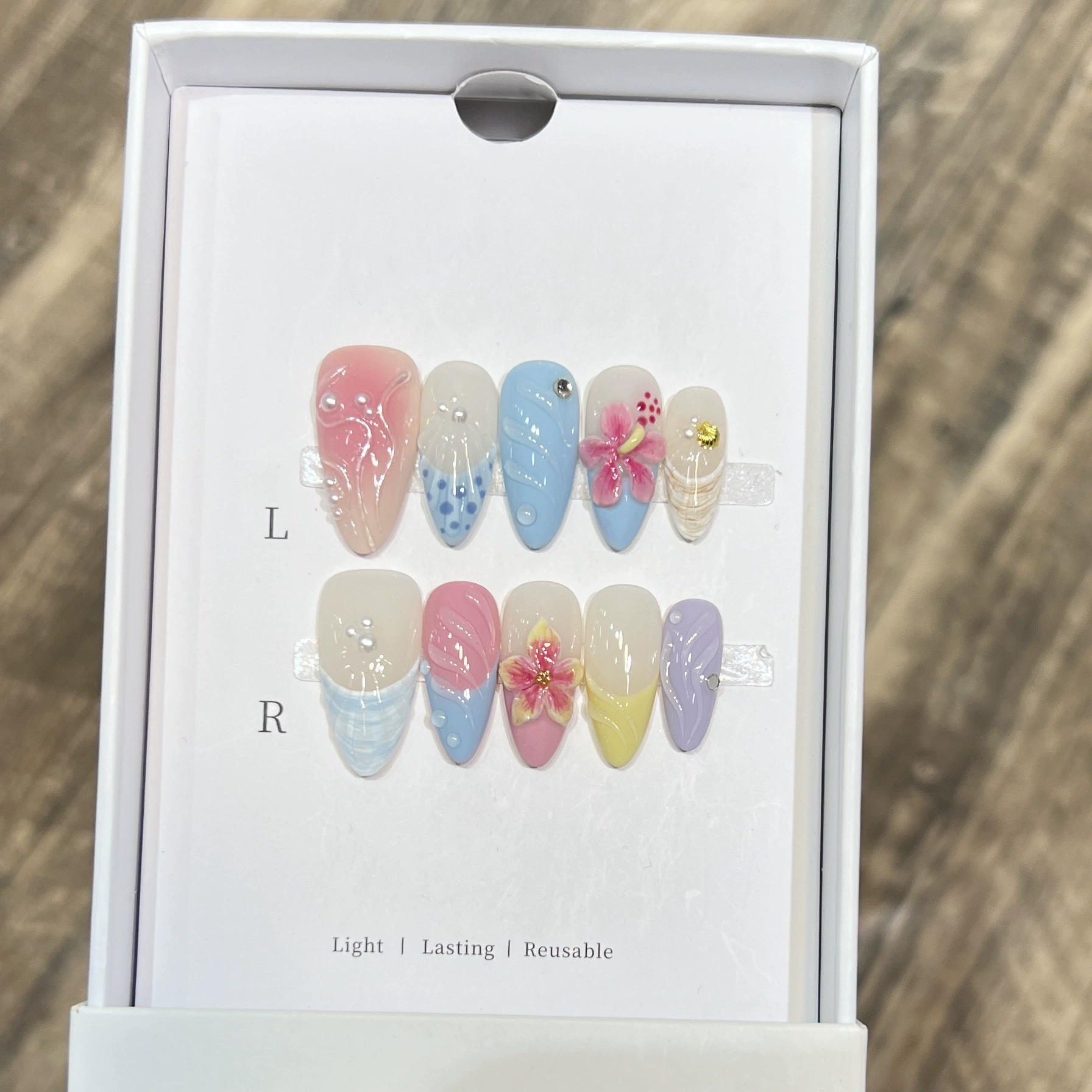 Nail Art Aesthetic - 10Pcs Kuku Palsu Warna Nude Susu