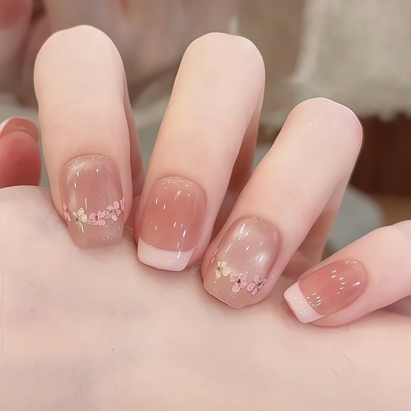 Nail Art Ombre Pink - 24pcs Kuku Palsu Pendek Warna Pink