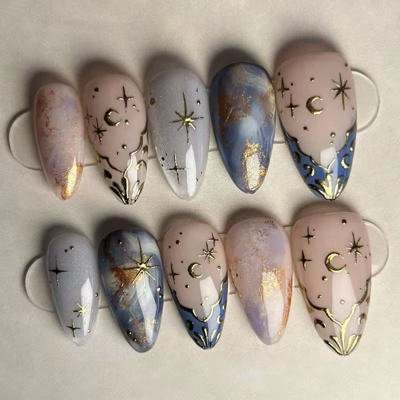 24 Buah Set Kuku Almond Pendek - Nail Art Aesthetic ulasan dan harga
