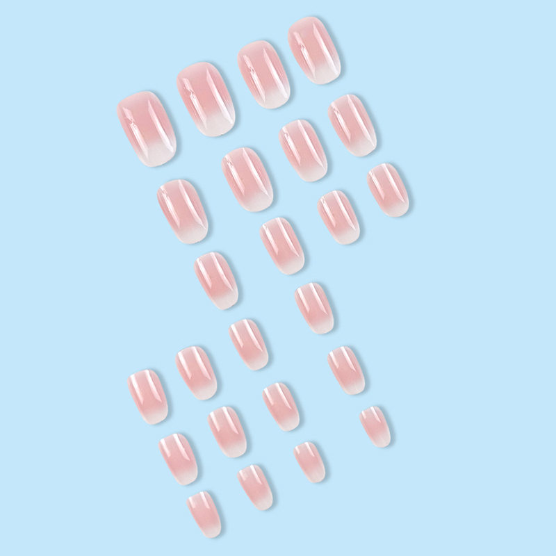24Pcs Kuku Palsu Pendek Oval W - Nail Art Ombre Pink ulasan dan harga