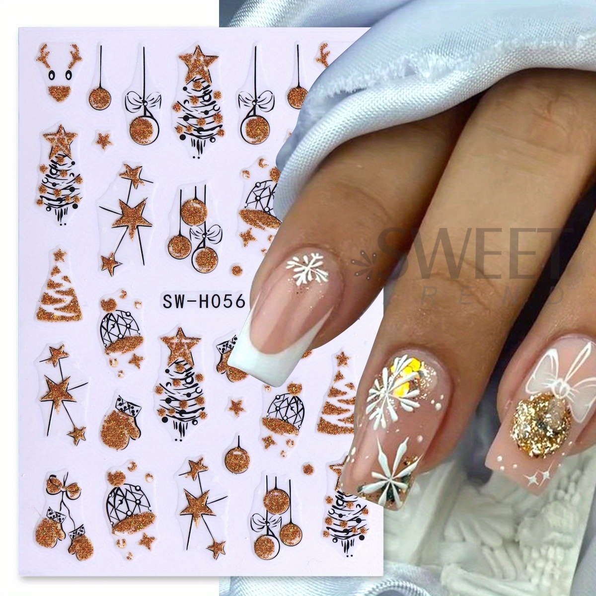 2 pcs Stiker Nail Art Natal Be - Nail Art Xmas Design ulasan dan harga