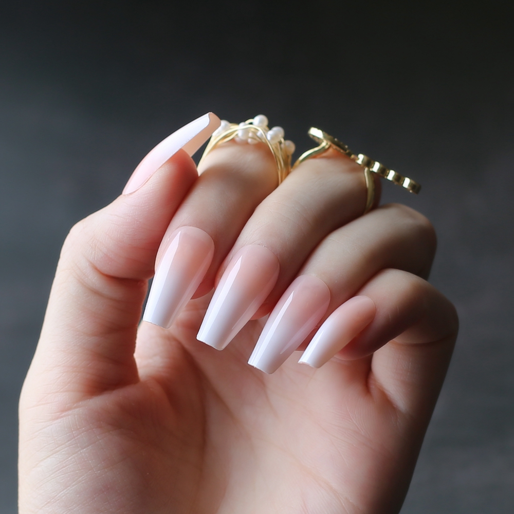 Super Panjang Telanjang Ombre  - Nail Art Ombre Pink ulasan dan harga