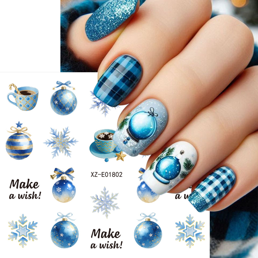 30pcs/set Stiker Seni Kuku Nat - Nail Art Xmas Design ulasan dan harga