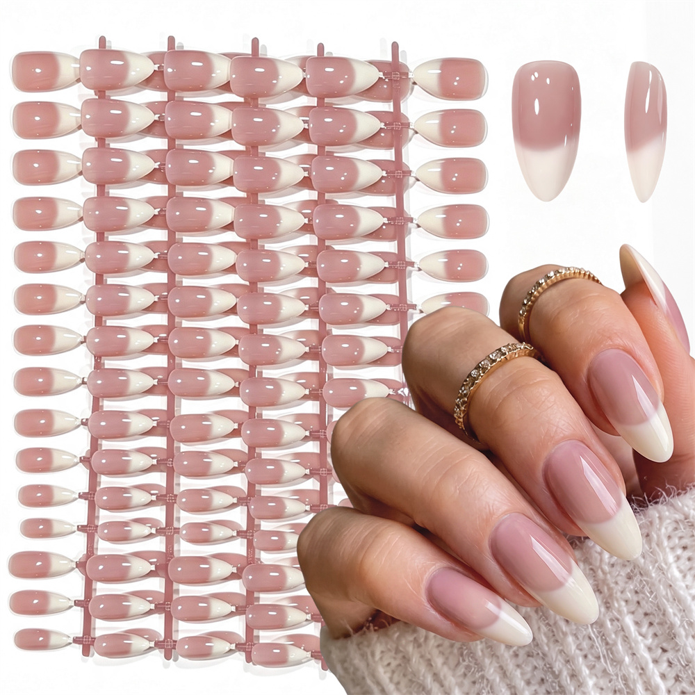 150Pcs Kuku Palsu Gaya Prancis - Nail Art Ombre Pink ulasan dan harga