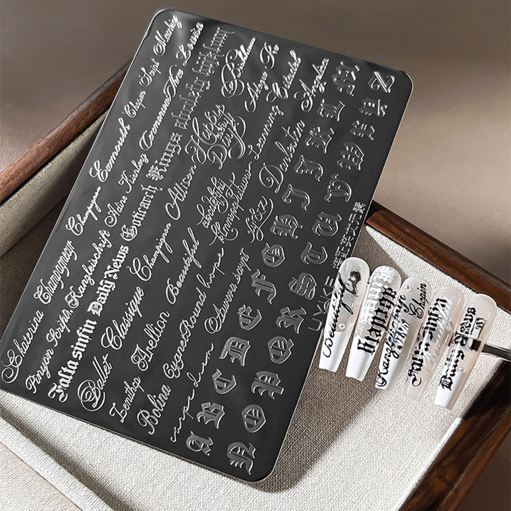 Plat Stamping Seni Kuku Huruf  - Nail Art Gothic ulasan dan harga
