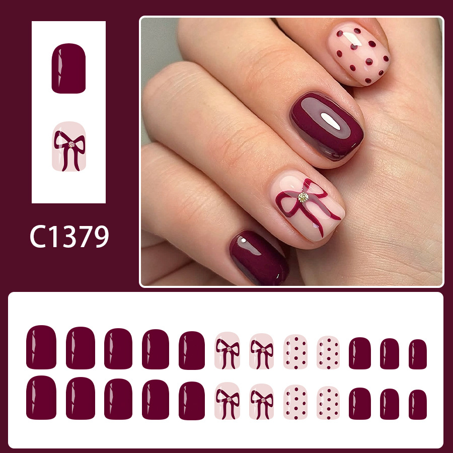 Kuku Palsu Pendek Persegi Teka - Nail Art Aesthetic ulasan dan harga