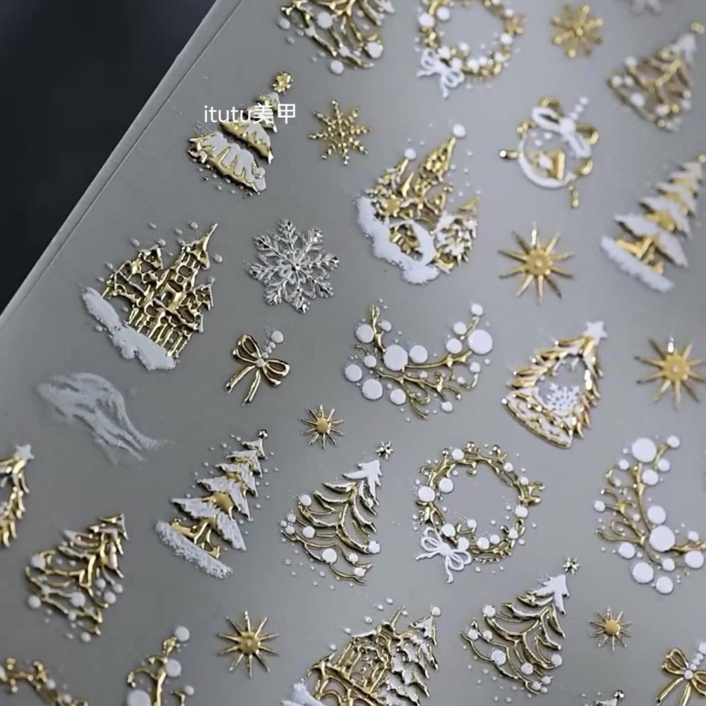 1pc Stiker Kuku 5D Motif Pohon - Nail Art Xmas Design ulasan dan harga