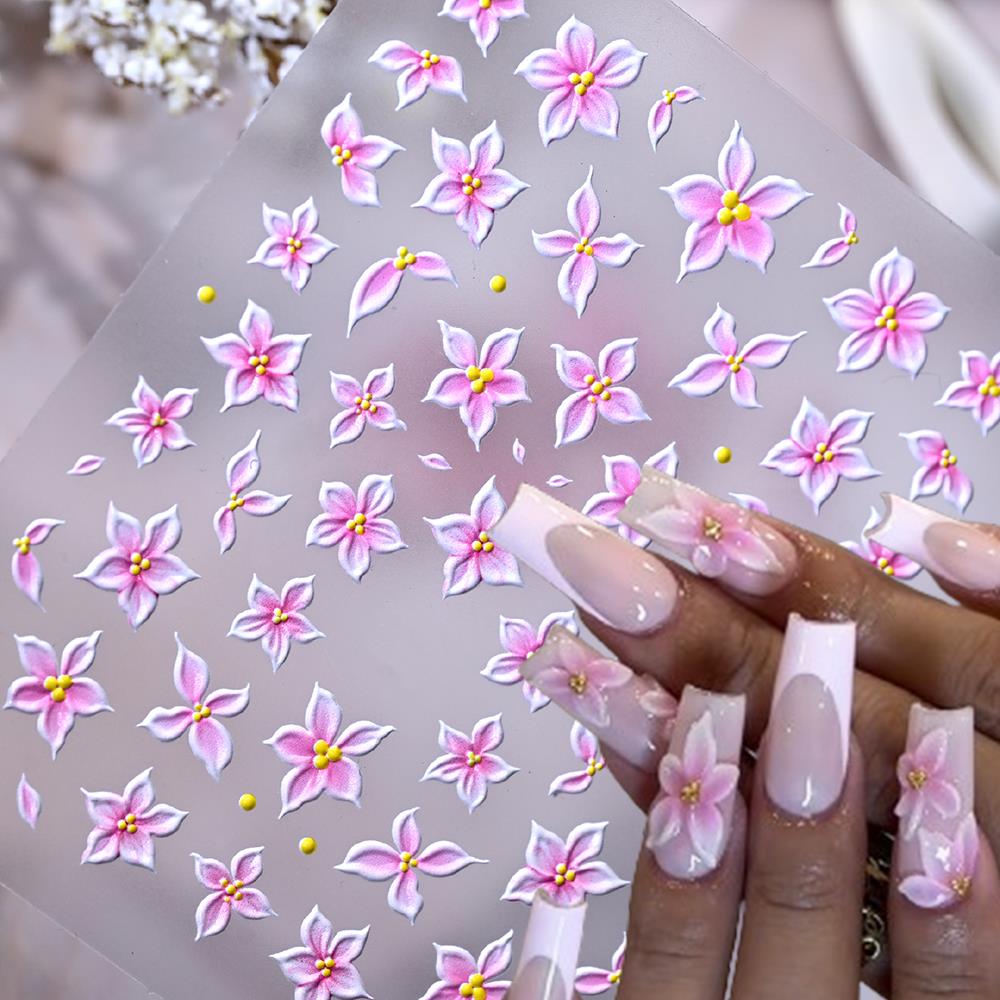1 Buah Stiker Seni Kuku Bunga  - Nail Art Ombre Pink ulasan dan harga