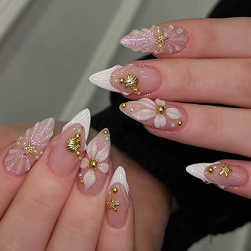 24pcs Kuku Palsu Almond Press- - Nail Art Aesthetic ulasan dan harga