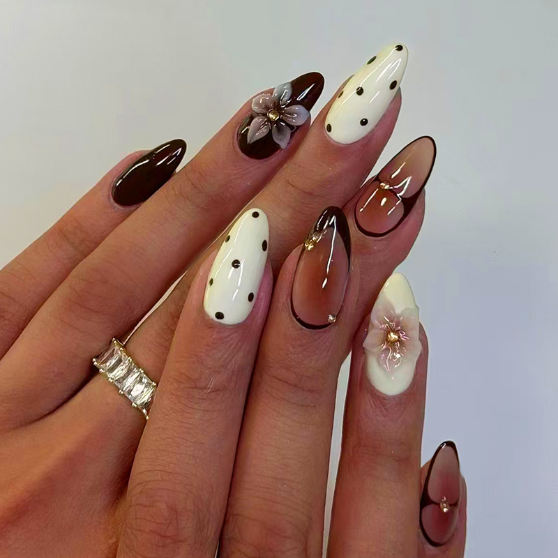 24pcs Kuku Palsu Almond Press- - Nail Art Aesthetic ulasan dan harga