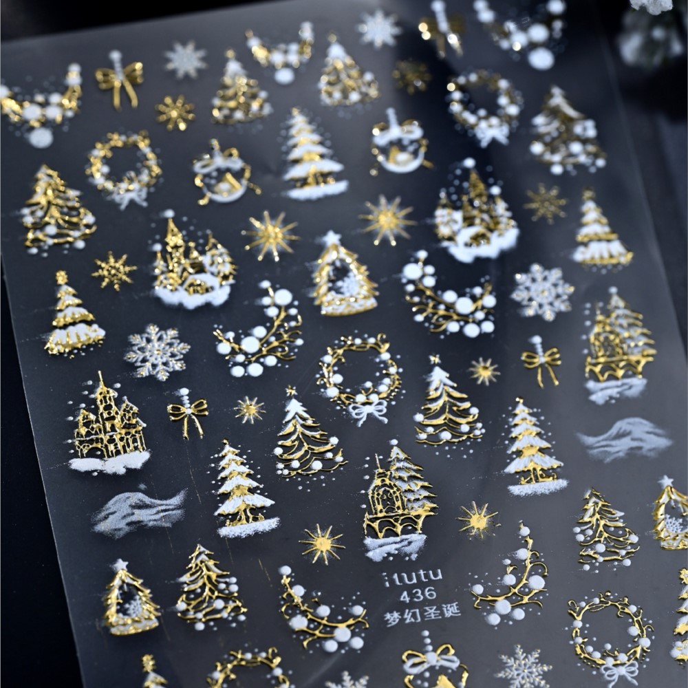 Stiker Kuku 5D Embossed Motif  - Nail Art Xmas ulasan dan harga