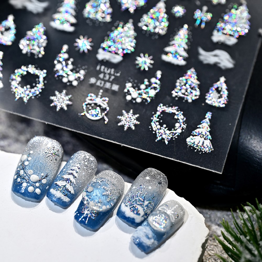 Stiker Kuku 5D Embossed Motif  - Nail Art Xmas ulasan dan harga
