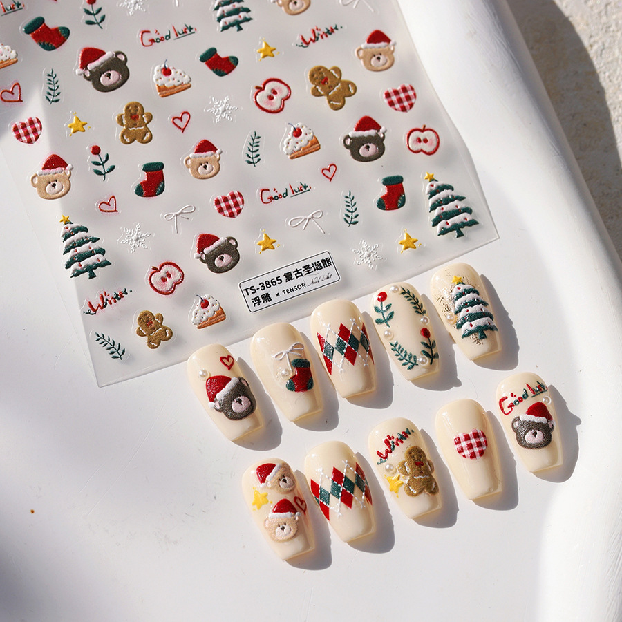 Stiker Kuku Beruang Natal & Ro - Nail Art Xmas Design ulasan dan harga