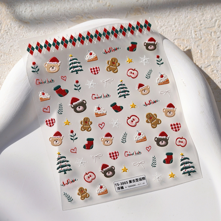 Stiker Kuku Beruang Natal & Ro - Nail Art Xmas Design ulasan dan harga