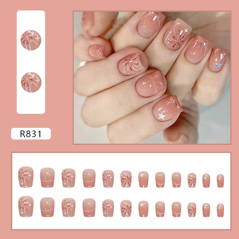 Kuku Palsu Pendek Warna Pink,  - Nail Art Ombre Pink ulasan dan harga