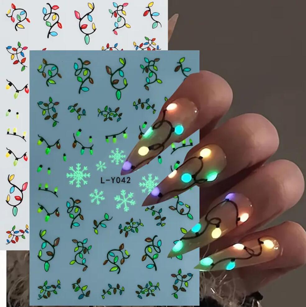 Stiker Kuku Natal Lampu 3D Ber - Nail Art Xmas Design ulasan dan harga