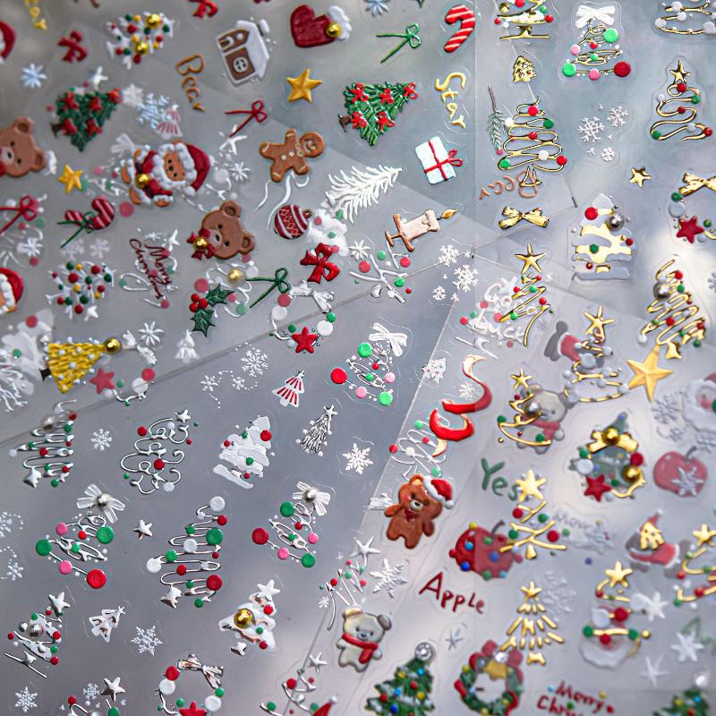 Stiker Seni Kuku Natal 3D deng - Nail Art Xmas Design ulasan dan harga