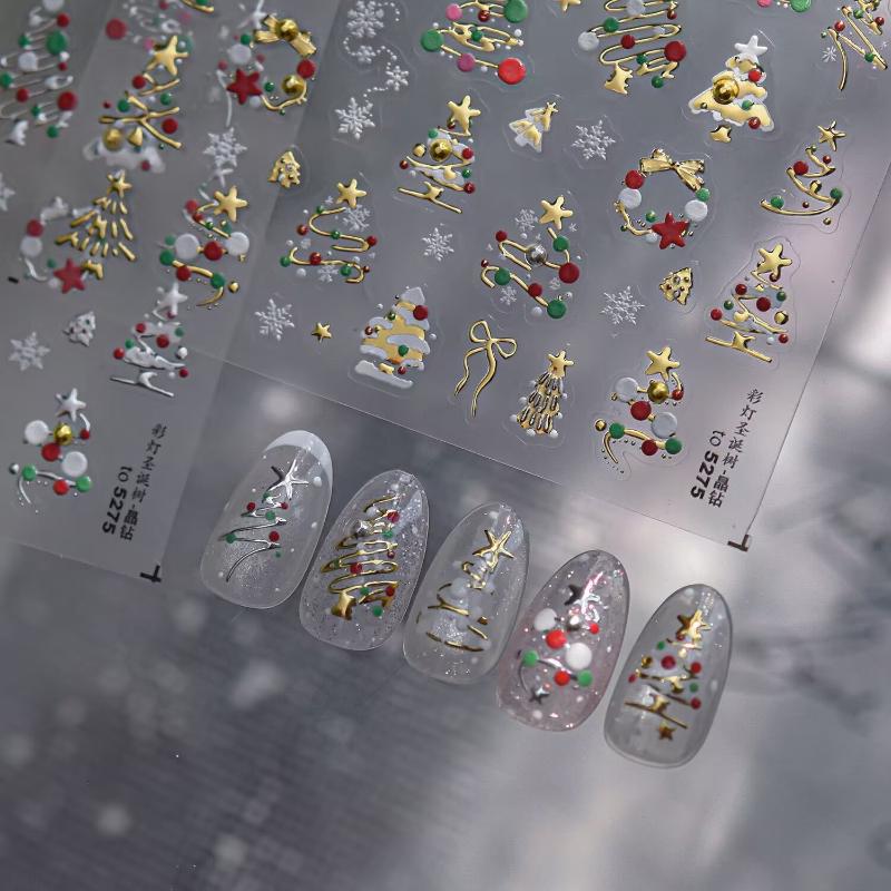 Stiker Seni Kuku Natal 3D deng - Nail Art Xmas Design ulasan dan harga