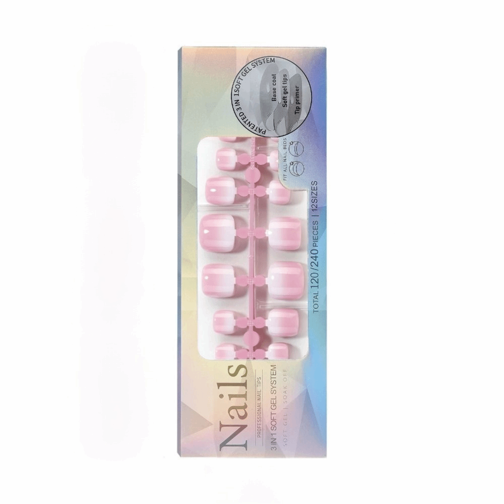 Kuku Kaki Palsu Bentuk Kotak P - Nail Art Ombre Pink ulasan dan harga