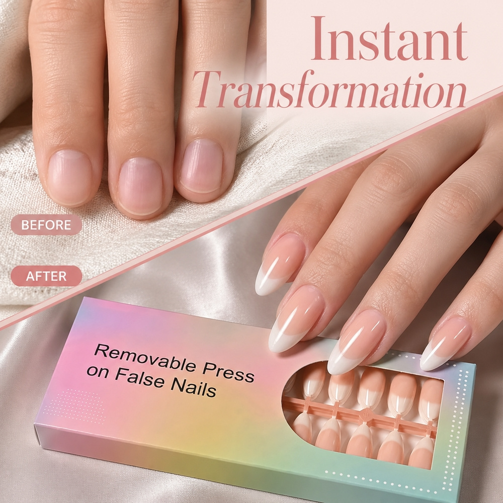 150Pcs Kuku Palsu Trendy Frenc - Nail Art Ombre Pink ulasan dan harga