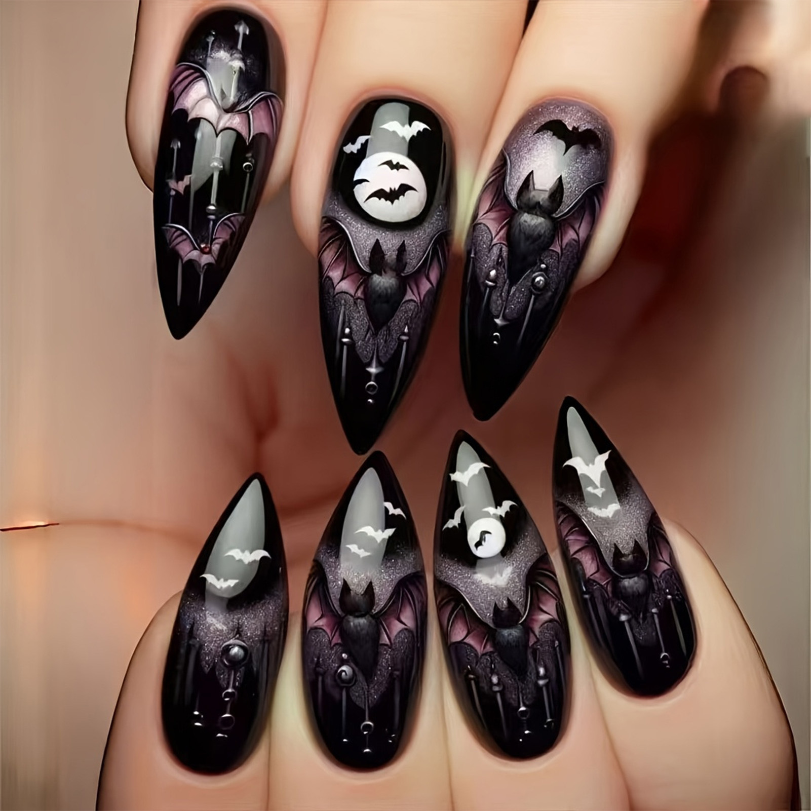 24Pcs Kuku Palsu Halloween Hit - Nail Art Aesthetic ulasan dan harga