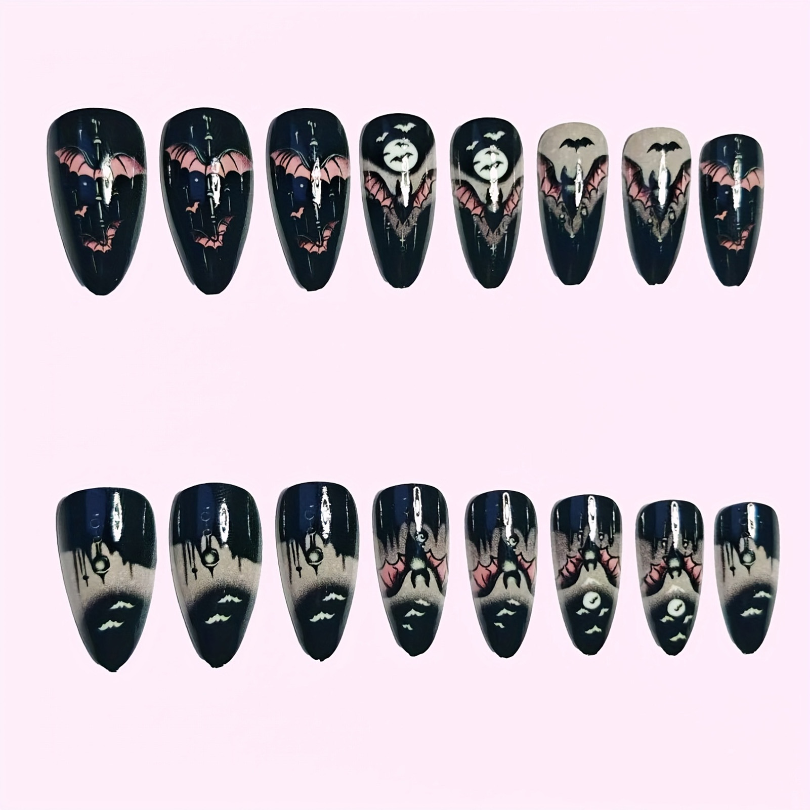 24Pcs Kuku Palsu Halloween Hit - Nail Art Aesthetic ulasan dan harga