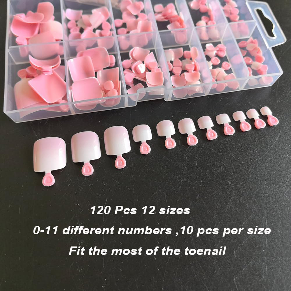 120 pcs Tip Kuku Kaki Ombre Pi - Nail Art Ombre Pink ulasan dan harga