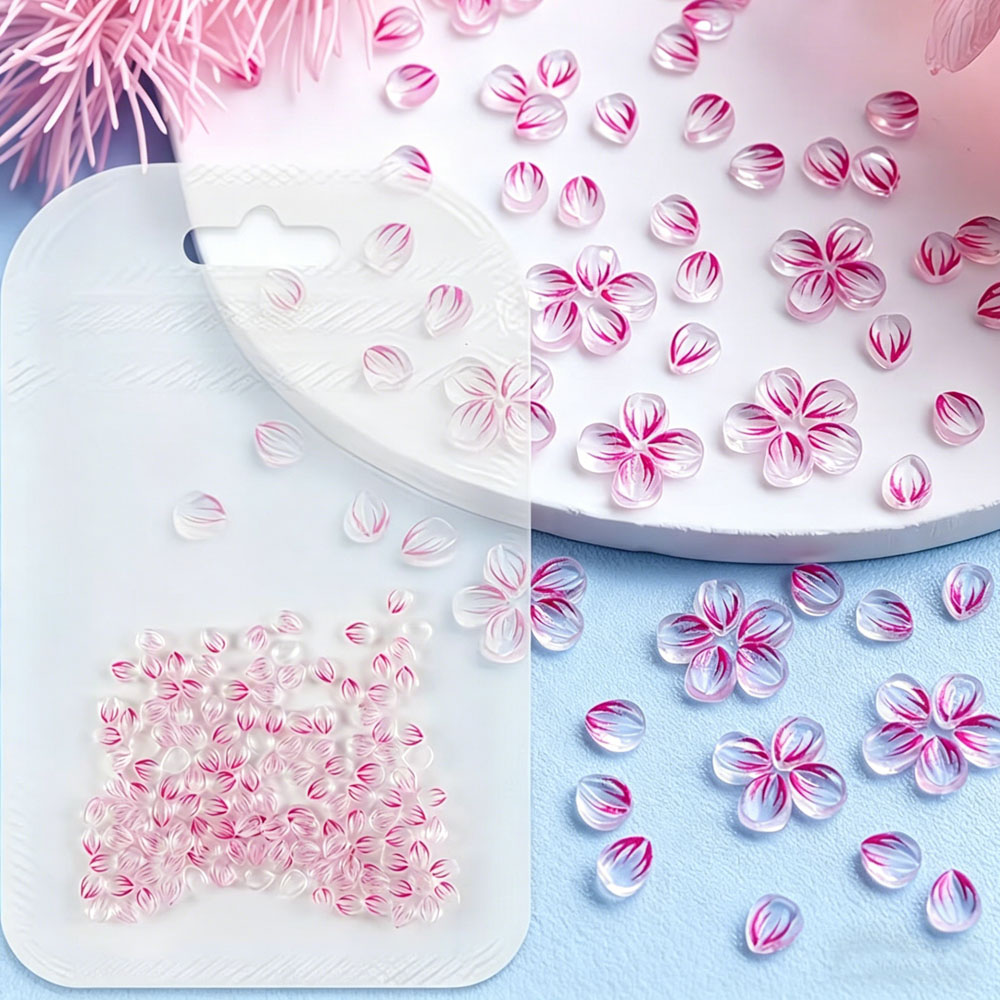 100Pcs Hiasan Kuku Resin Bunga - Nail Art Ombre Pink ulasan dan harga