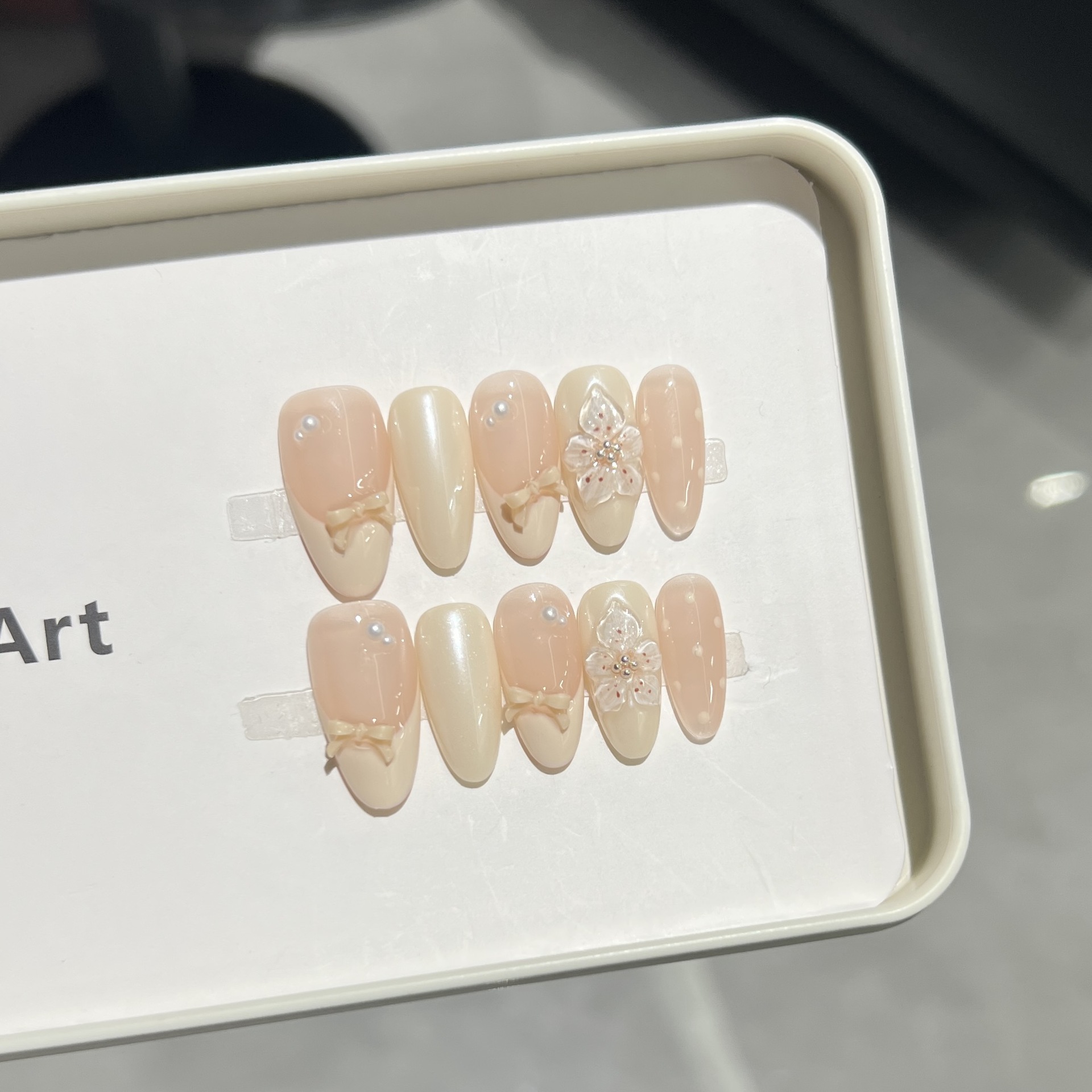 10Pcs Kuku Palsu Warna Nude Su - Nail Art Aesthetic ulasan dan harga