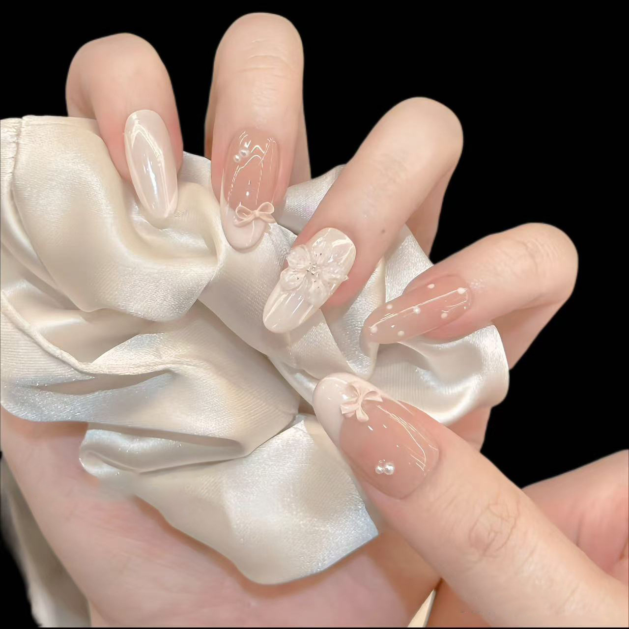 10Pcs Kuku Palsu Warna Nude Su - Nail Art Aesthetic ulasan dan harga